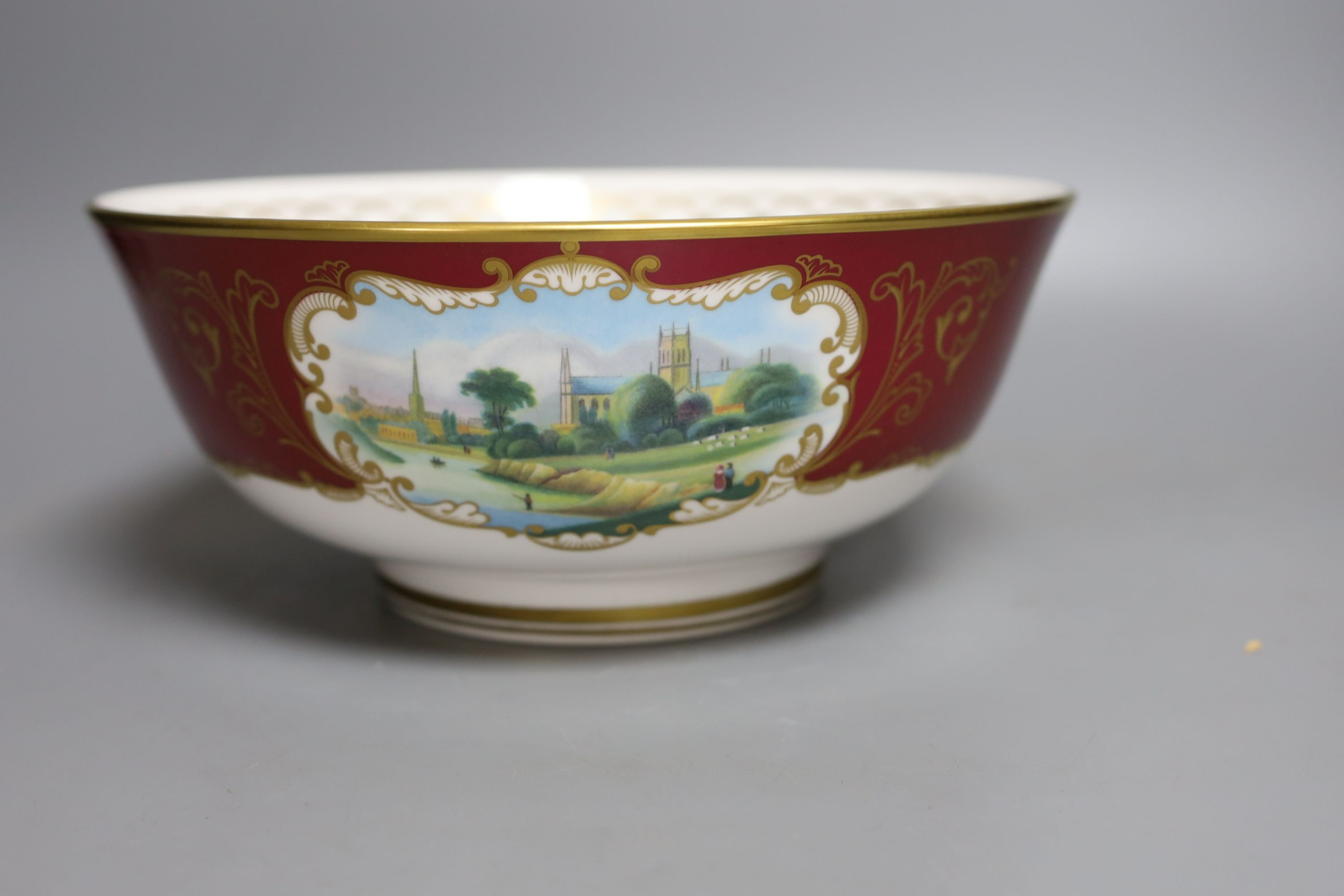 A boxed Royal Worcester Scenes flight bowl, limited edition no. 43 of 250 - 26cm diameter